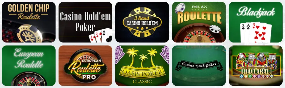 Table games at 9WINZ CASINO